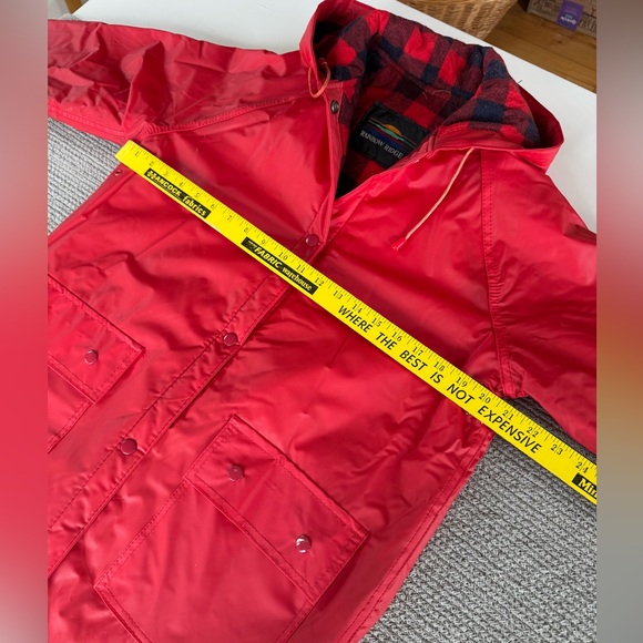 Vintage Red Rainbow Ridge Red Black Plaid Rain Coat Size Small - Picture 9 of 12